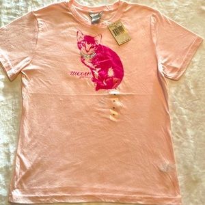 Guess tee, girls size XL. Pink with hot pink cat decoration, and bling! NWT.